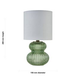First Choice Lighting Walter - Set of 2 Green Ribbed Glass 29cm Table Lamps with White Shade - thumbnail 8