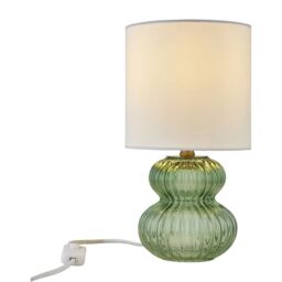 First Choice Lighting Walter - Set of 2 Green Ribbed Glass 29cm Table Lamps with White Shade - thumbnail 5
