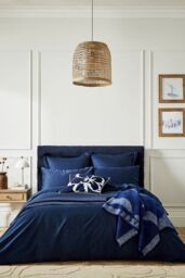 Ted Baker 'TB Plain Dye' Cotton Sateen Fitted Sheet in Navy - Size: Single - thumbnail 4