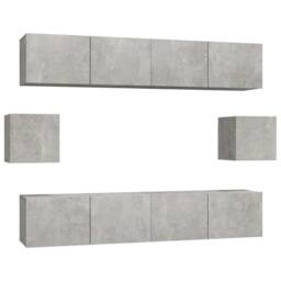 Berkfield Home Classic 6 Piece TV Cabinet Set Concrete Grey Engineered Wood - thumbnail 3