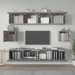 Berkfield Home Classic 6 Piece TV Cabinet Set Concrete Grey Engineered Wood - thumbnail 1