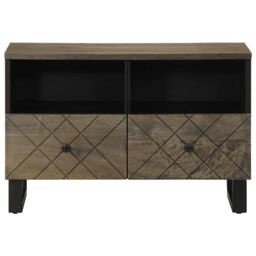 Berkfield Home TV Cabinet Black 70x33x46 cm Solid Wood Mango - Size: 70 x 33 x 46 cm - thumbnail 3