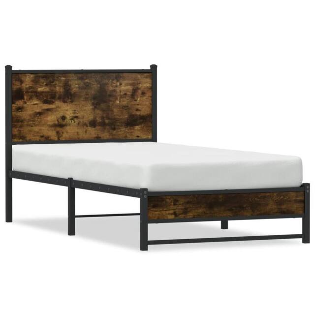 Berkfield Home Metal Bed Frame without Mattress Smoked Oak 100x200 cm in Brown - image 1
