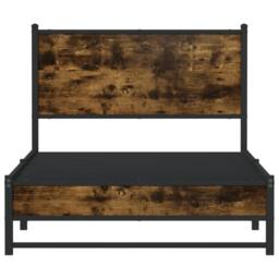 Berkfield Home Metal Bed Frame without Mattress Smoked Oak 100x200 cm in Brown - thumbnail 5