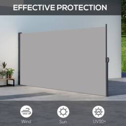 OUTSUNNY Side Awning Retractable, Privacy Screen, 400x180cm in Light Grey - Size: 400x180 cm - thumbnail 4