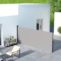 OUTSUNNY Side Awning Retractable, Privacy Screen, 400x180cm in Light Grey - Size: 400x180 cm