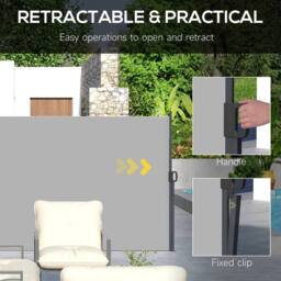 OUTSUNNY Side Awning Retractable, Privacy Screen, 400x180cm in Light Grey - Size: 400x180 cm - thumbnail 6