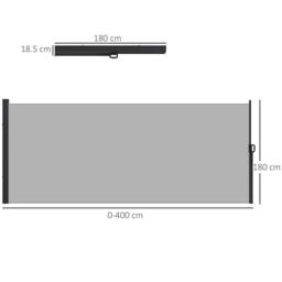 OUTSUNNY Side Awning Retractable, Privacy Screen, 400x180cm in Light Grey - Size: 400x180 cm - thumbnail 3