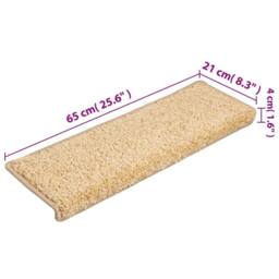 Berkfield Home Carpet Stair Treads 15 pcs 65x21x4 cm Brown in Light Sand - Size: Medium - thumbnail 8