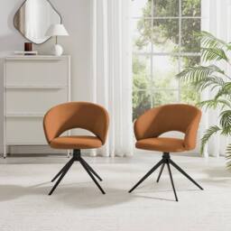 FurnitureboxUK 2x Anika Fabric Swivel Dining Chairs in Terracotta - thumbnail 3
