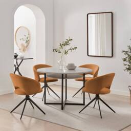FurnitureboxUK 2x Anika Fabric Swivel Dining Chairs in Terracotta - thumbnail 5