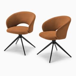 FurnitureboxUK 2x Anika Fabric Swivel Dining Chairs in Terracotta - thumbnail 6