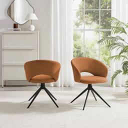 FurnitureboxUK 2x Anika Fabric Swivel Dining Chairs in Terracotta - thumbnail 4