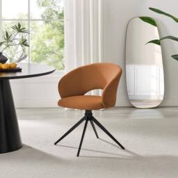 FurnitureboxUK 2x Anika Fabric Swivel Dining Chairs in Terracotta - thumbnail 2