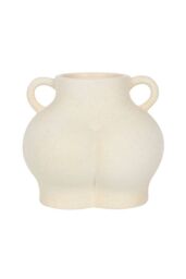 KDMD Cream Speckle Bum Plant Pot in White