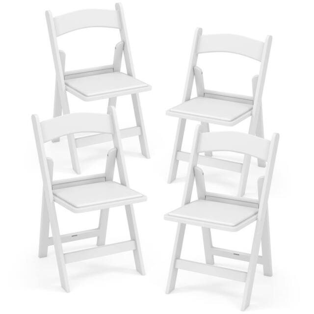 Gymax 4 Pack Folding Chairs Dining Chair Set With Padded Seat & Curved Back in White - image 1