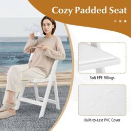Gymax 4 Pack Folding Chairs Dining Chair Set With Padded Seat & Curved Back in White - thumbnail 6