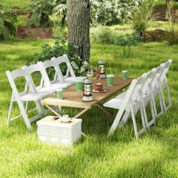 Gymax 4 Pack Folding Chairs Dining Chair Set With Padded Seat & Curved Back in White - thumbnail 4