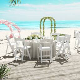 Gymax 4 Pack Folding Chairs Dining Chair Set With Padded Seat & Curved Back in White - thumbnail 5