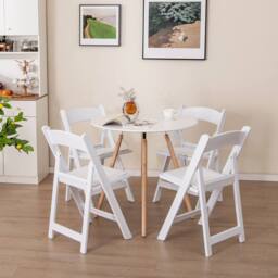 Gymax 4 Pack Folding Chairs Dining Chair Set With Padded Seat & Curved Back in White - thumbnail 3