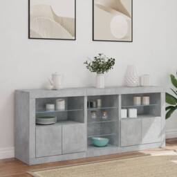 Berkfield Home Sideboard with LED Lights Concrete Grey 162x37x67 cm - Size: 162 x 37 x 67 cm - thumbnail 4