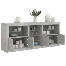 Berkfield Home Sideboard with LED Lights Concrete Grey 162x37x67 cm - Size: 162 x 37 x 67 cm - thumbnail 2