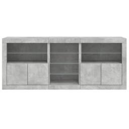 Berkfield Home Sideboard with LED Lights Concrete Grey 162x37x67 cm - Size: 162 x 37 x 67 cm - thumbnail 7