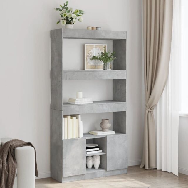 Berkfield Home Highboard¬†Concrete Grey 92x33x180 cm Engineered Wood - Size: 92 x 33 x 180 cm - image 1
