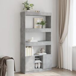 Berkfield Home Highboard¬†Concrete Grey 92x33x180 cm Engineered Wood - Size: 92 x 33 x 180 cm - thumbnail 1