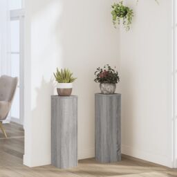 Berkfield Home Plant Stand 2pcs Grey Sonoma 17x17x60 cm Engineered Wood - Size: 17 x 17 x 60 cm