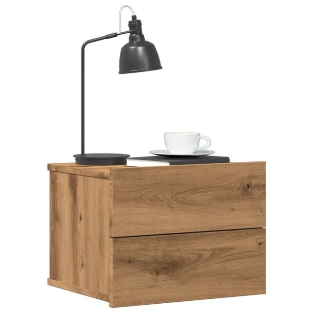 Berkfield Home Wall-mounted Bedside Cabinets 2 pcs Artisan Oak 40x32x30 cm in Brown - Size: 40 x 32 x 30 cm - image 1