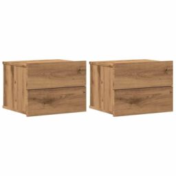 Berkfield Home Wall-mounted Bedside Cabinets 2 pcs Artisan Oak 40x32x30 cm in Brown - Size: 40 x 32 x 30 cm - thumbnail 2