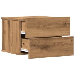 Berkfield Home Wall-mounted Bedside Cabinets 2 pcs Artisan Oak 40x32x30 cm in Brown - Size: 40 x 32 x 30 cm - thumbnail 5