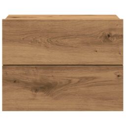 Berkfield Home Wall-mounted Bedside Cabinets 2 pcs Artisan Oak 40x32x30 cm in Brown - Size: 40 x 32 x 30 cm - thumbnail 4