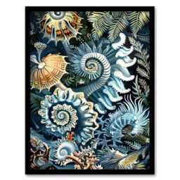 "Artery8 Sea Ocean Life Coral Reef Forms Design Framed Art Print in Blue - Size: W12"" x H16""" - thumbnail 1