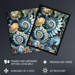 "Artery8 Sea Ocean Life Coral Reef Forms Design Framed Art Print in Blue - Size: W12"" x H16""" - thumbnail 2
