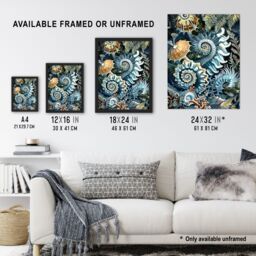 "Artery8 Sea Ocean Life Coral Reef Forms Design Framed Art Print in Blue - Size: W12"" x H16""" - thumbnail 3