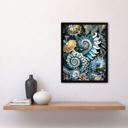 "Artery8 Sea Ocean Life Coral Reef Forms Design Framed Art Print in Blue - Size: W12"" x H16""" - thumbnail 4