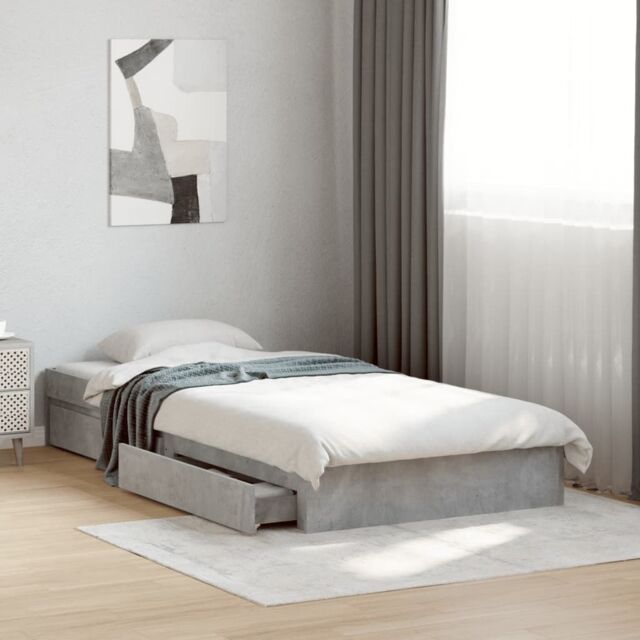 Berkfield Home Bed Frame with Drawers without Mattress Concrete Grey 90x190 cm Single - image 1