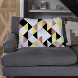 Benjamin Tate Design Yellow Pink & Black Geometric Pattern Blanket in Natural - Size: 120 cm x 150 cm - thumbnail 2
