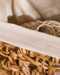 Dibor Traditional Style Wicker Medium Rectangular Indoor Storage Basket with Cotton H48 x W41cm in Natural - thumbnail 3