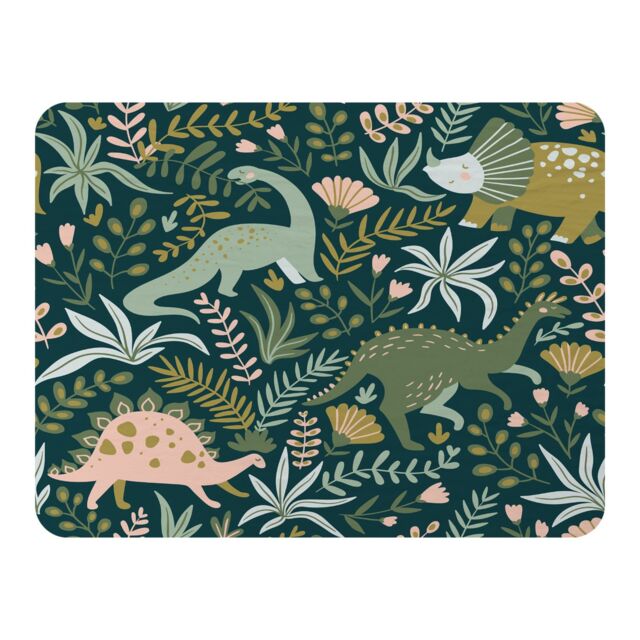 Benjamin Tate Design Hand drawn dinosaurs & tropical leaves & flowers. Designer Blanket in Natural - Size: 120 cm x 150 cm - image 1