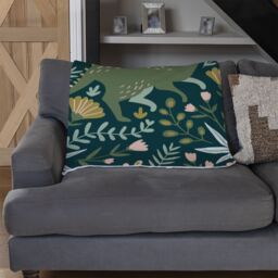 Benjamin Tate Design Hand drawn dinosaurs & tropical leaves & flowers. Designer Blanket in Natural - Size: 120 cm x 150 cm - thumbnail 2