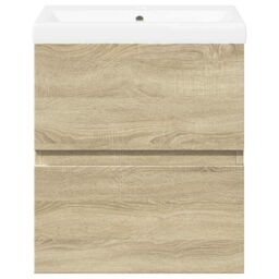 Berkfield Home 2 Piece Bathroom Furniture Set Sonoma Oak Engineered Wood in Brown - thumbnail 4