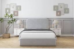 "Comfort Beds Diana Plush Bed Frame - 45"" Upholstered Headboard in Silver - Size: Small Double" - thumbnail 2
