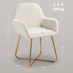 STILVORA Tub Chair with Metal Base in Cream - thumbnail 2