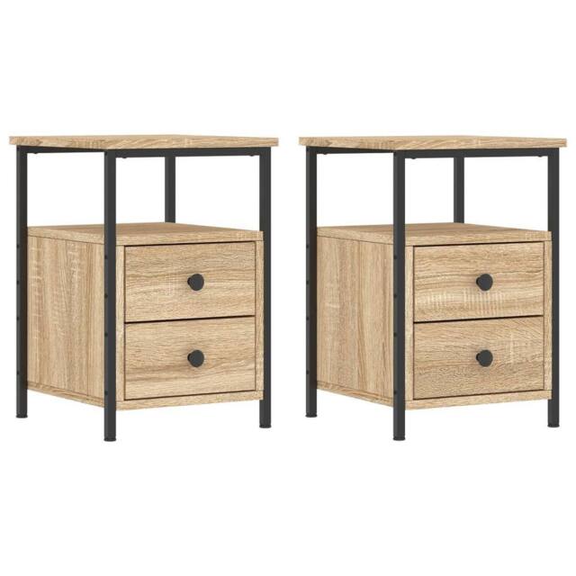 Berkfield Home Bedside Cabinets 2 pcs Sonoma Oak 34x35.5x50 cm Engineered Wood in Light Brown - image 1