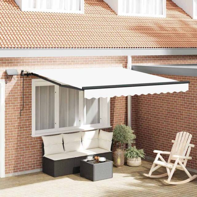 Berkfield Home Manual Retractable Awning with LED White 350x250 cm - image 1