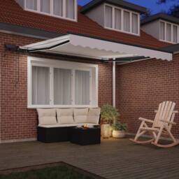 Berkfield Home Manual Retractable Awning with LED White 350x250 cm - thumbnail 4