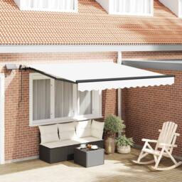 Berkfield Home Manual Retractable Awning with LED White 350x250 cm - thumbnail 2
